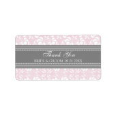 Gray Pink Damask Wedding Labels (Voorkant)