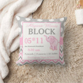 Gray Pink Elephant Baby Announcement Pillow Kussen (Deken)