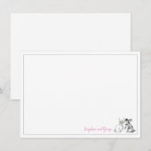 Gray Pink en White Bunny Rabbit Kaart (Voorkant / Achterkant)