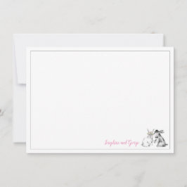 Gray Pink en White Bunny Rabbit Kaart