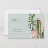 GRAY PINK FLORAL CACTI FOLIAGE WATERVERF RSVP (Voorkant)
