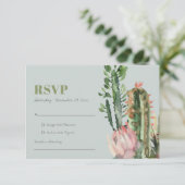 GRAY PINK FLORAL CACTI FOLIAGE WATERVERF RSVP (Staand voorkant)