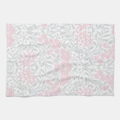 Gray Pink Floral Damask Patroon Theedoek (Horizontaal)