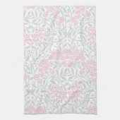 Gray Pink Floral Damask Patroon Theedoek (Verticaal)