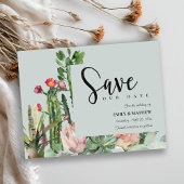 GRAY PINK FLORAL DESERT CACTI FAUNA BEWAREN DE DAT AANKONDIGINGSKAART