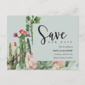 GRAY PINK FLORAL DESERT CACTI FAUNA BEWAREN DE DAT AANKONDIGINGSKAART (Voorkant)