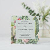 GRAY PINK FLORAL DESERT CACTI FAUNA VERLOVING KAART (Staand voorkant)