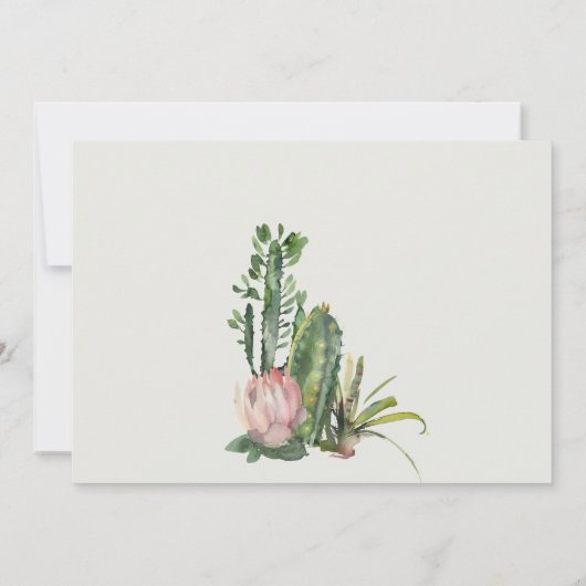 GRAY PINK FLORAL DESERT CACTI FOLIAGE BABY SHOWER KAART (Achterkant)