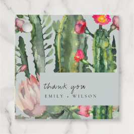 GRAY PINK FLORAL DESERT CACTI FOLIAGE DANK U BEDANKJES LABELS