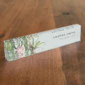 GRAY PINK FLORAL DESERT CACTI FOLIAGE WATERVERF NAAMBORDJE (Zijkant)