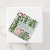 GRAY PINK FLORAL DESERT CACTI FOLIAGE WEDDING BEDANKJES LABELS (In situ)