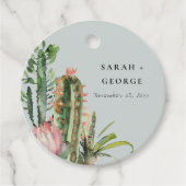 GRAY PINK FLORAL DESERT CACTI FOLIAGE WEDDING BEDANKJES LABELS (Voorkant)