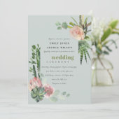 GRAY PINK FLORAL DESERT CACTI FOLIAGE WEDDING KAART (Staand voorkant)