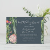 GRAY PINK FLORAL DESERT CACTI POST WEDDING BRUCH KAART (Staand voorkant)