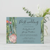 GRAY PINK FLORAL DESERT CACTI POST WEDDING BRUCH KAART (Staand voorkant)