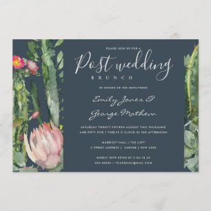 GRAY PINK FLORAL DESERT CACTI POST WEDDING BRUCH KAART