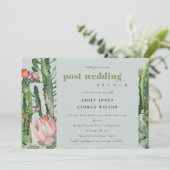 GRAY PINK FLORAL DESERT CACTI POST WEDDING BRUCH KAART (Staand voorkant)