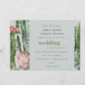 GRAY PINK FLORAL DESERT CACTI WATERVERF WEDING KAART (Voorkant / Achterkant)