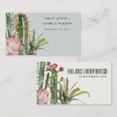 GRAY PINK FLORAL DESERT CACTI WEDING PLACE KAART VISITEKAARTJE (Voorkant / Achterkant)