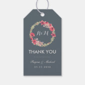 Gray Pink Floral Wreath Weddenschap Dank je Label Cadeaulabel (Voorkant)