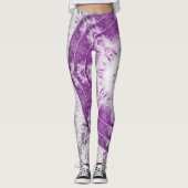 Gray Pink Fractal Art Leggings (Voorkant)
