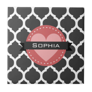 Gray Pink Moroccan Lattice Pattern Tegeltje