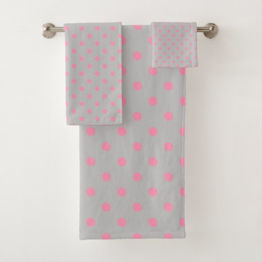 Gray Pink Polka Dot Bad Handdoek (Insitu)