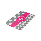 Gray Pink Stippen Chevron Monogram Bathmat Badmat (Gekanteld)