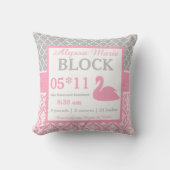 Gray Pink Swan Baby Aankondiging Pillow Kussen (Voorkant)