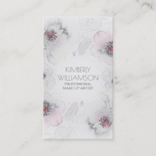 Gray Pink Waterverf Floral Boho Feather Wreater Visitekaartje