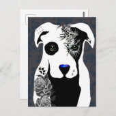 Gray Pit bull dog tattoos and piercing rose  Briefkaart (Voorkant / Achterkant)