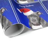 Gray Pit Bull met Kerstmis met kerstmis Cadeaupapier (Rol Hoek)