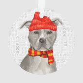 Gray Pit Bull met naam en kerstfoto Ornament (achterkant)