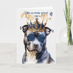 Gray Pit Dog King voor een dag grappige verjaardag Kaart