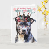 Gray Pit Dog Queen voor een dag grappige verjaarda Kaart (Gele Bloem)