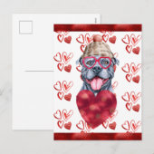 Gray Pitbull Harten Hondenliefhebber Valentijn Gif Feestdagenkaart (Voorkant / Achterkant)