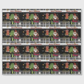 Gray Plaid Santa Christmas Wrapping Paper for Dad Cadeaupapier (Vlak)