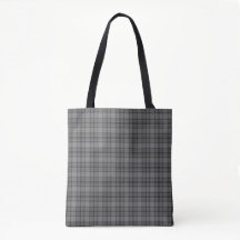 Gray Plaid Tartan Tote Bag
