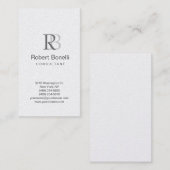 Gray Plain Modern Monogram Visitekaartje (Voorkant / Achterkant)