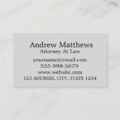 Gray Plain Simple Modern Attorney Law Kantoor Visitekaartje (Achterkant)