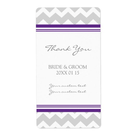Gray Plum Chevron Wedding Labels (Voorkant)