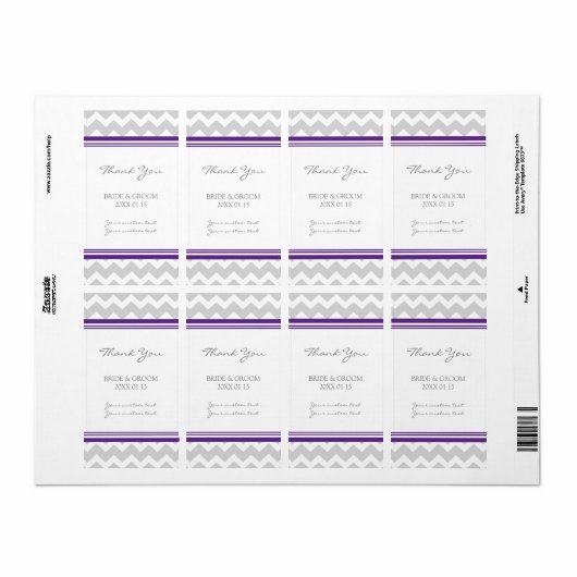 Gray Plum Chevron Wedding Labels (Full Sheet)