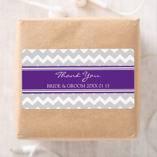 Gray Plum Chevron Wedding Labels (Insitu)