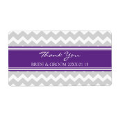 Gray Plum Chevron Wedding Labels (Voorkant)