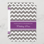Gray Plum Chevron Wedding Vow Renewal Uitnodiginge Kaart (Voorkant / Achterkant)