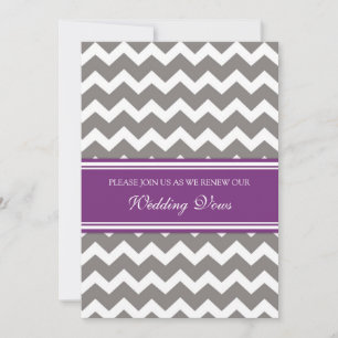 Gray Plum Chevron Wedding Vow Renewal Uitnodiginge Kaart