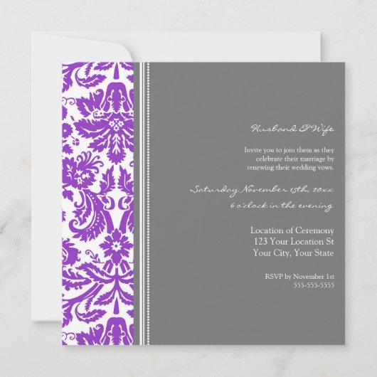Gray Plum Wedding Vow Renewal Uitnodiging (Achterkant)