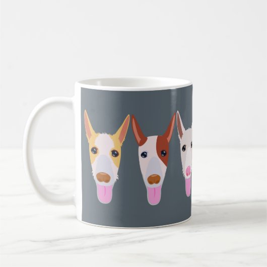 Gray Podenco Dog Cartoon facetten Koffiemok (Links)