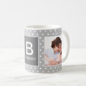 Gray Polka Dot Custom Photo Monogram Koffiemok (Voorkant rechts)