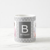 Gray Polka Dot Custom Photo Monogram Koffiemok (Center)